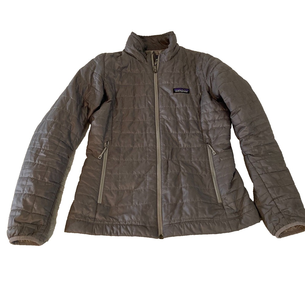 Patagonia Womens XS Quilted Primaloft Jacket,  Light Gray, Zip Pockets, STY84217